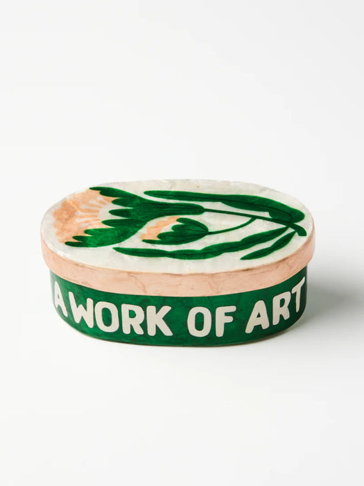 Paradis Green Floral Shell Box