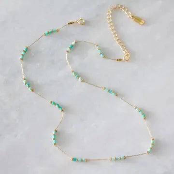 Square Gemstone Gold Plated Necklace