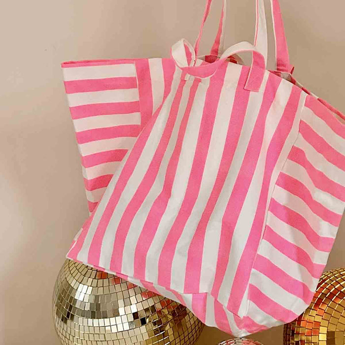 Rose in April Neon Stripe Oversize Tote Bag