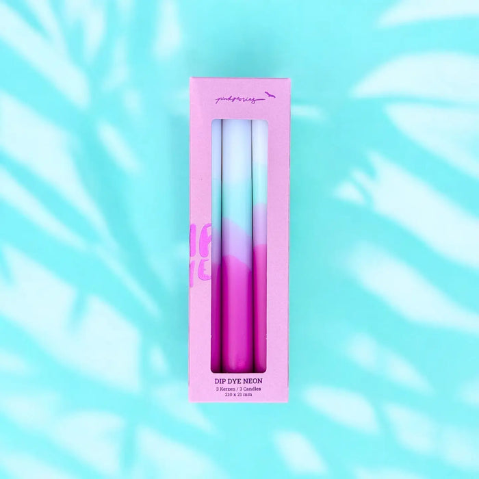Dip Dye Neon Candles Set of 3 Indigo Pink