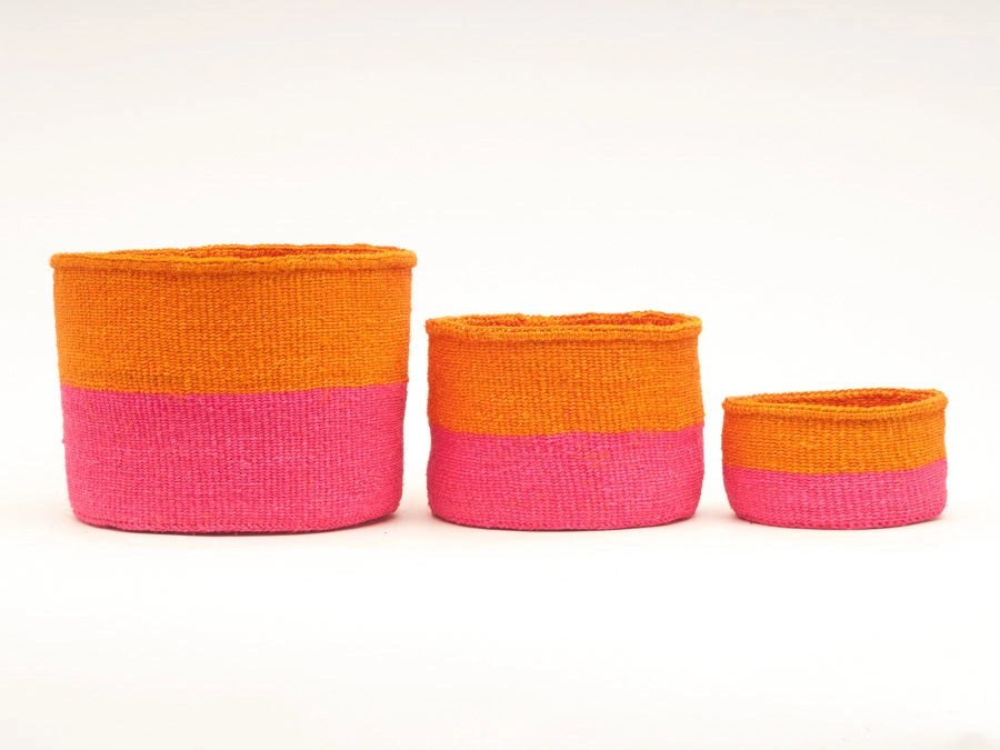 Colour Block Basket Orange Pink