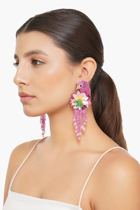 Pink Bird Earrings