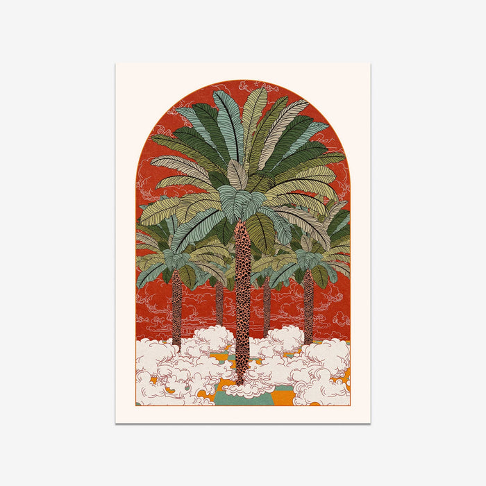 Retro Palm Tree Print A3
