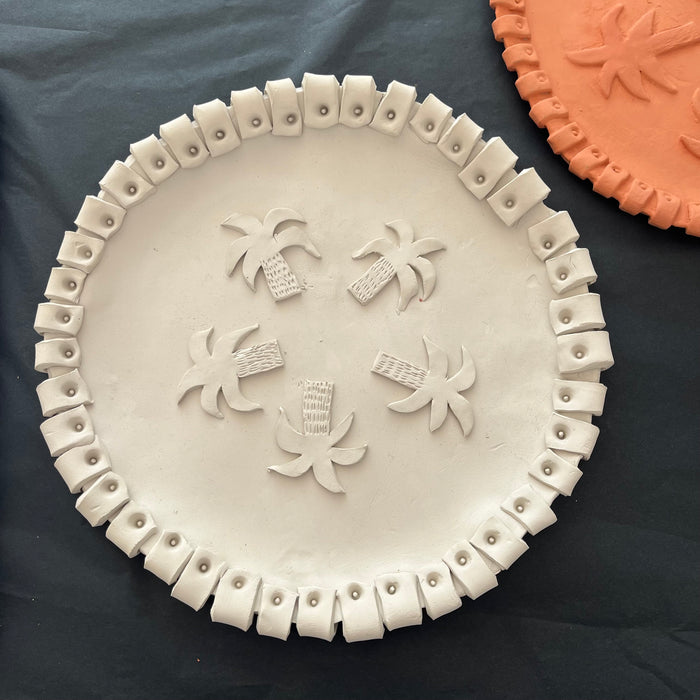 Hand Sculptured Palm Tree Wall Decoration Round