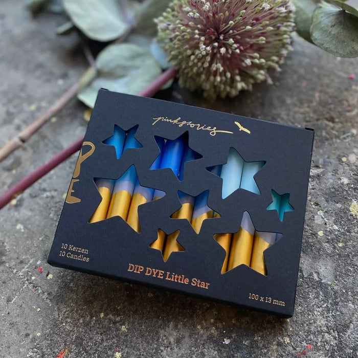 Dip Dye Small Xmas Candles Set of 10 Blue