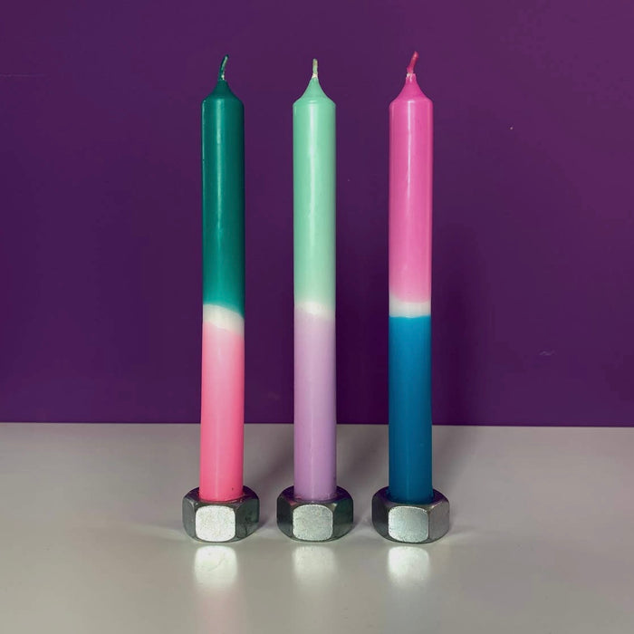 Dip Dye Neon Candles Set of 3 Northern Lights
