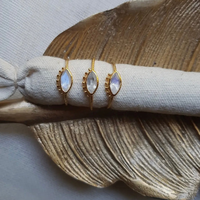 Iris Moonstone Gold Plated Ring Adjustable