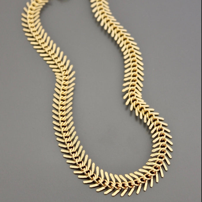 Gold Plated Fishbone Necklace
