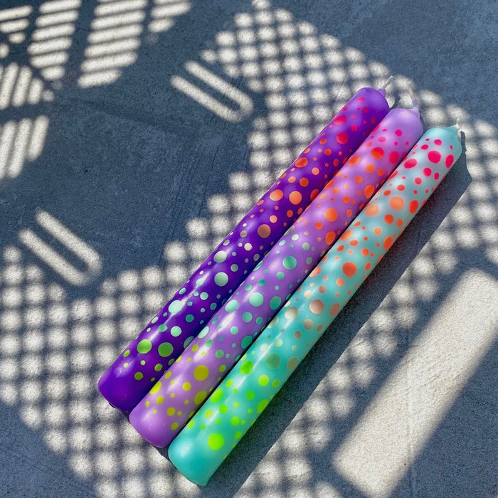 Dip Dye Neon Candles Set of 3 Graphic Dots pop