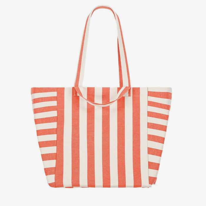 Rose in April Orchid and Red Stripe Oversize Tote Bag