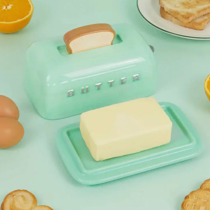 Toasty Ceramic Butter Dish Mint