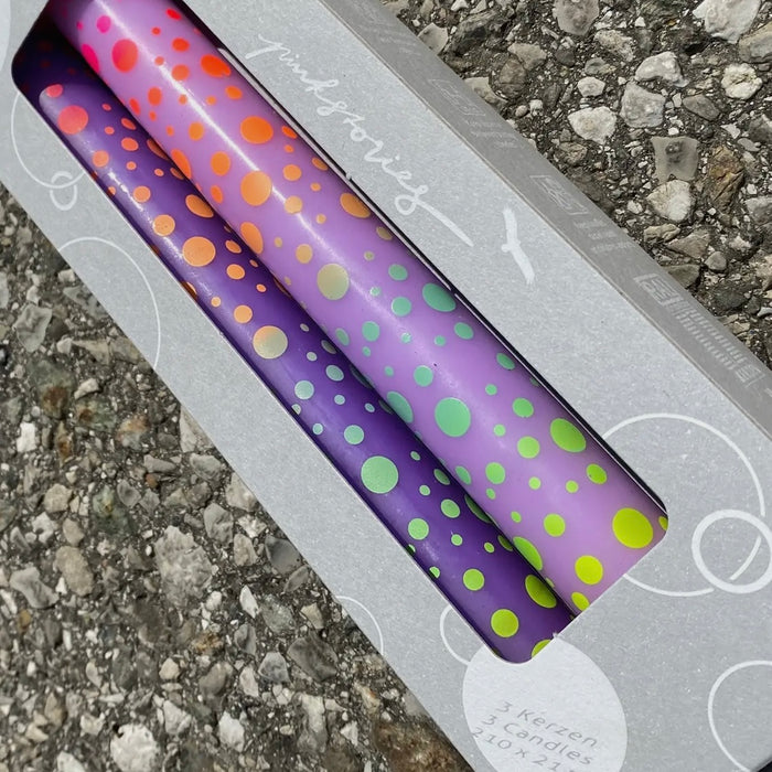 Dip Dye Neon Candles Set of 3 Graphic Dots pop