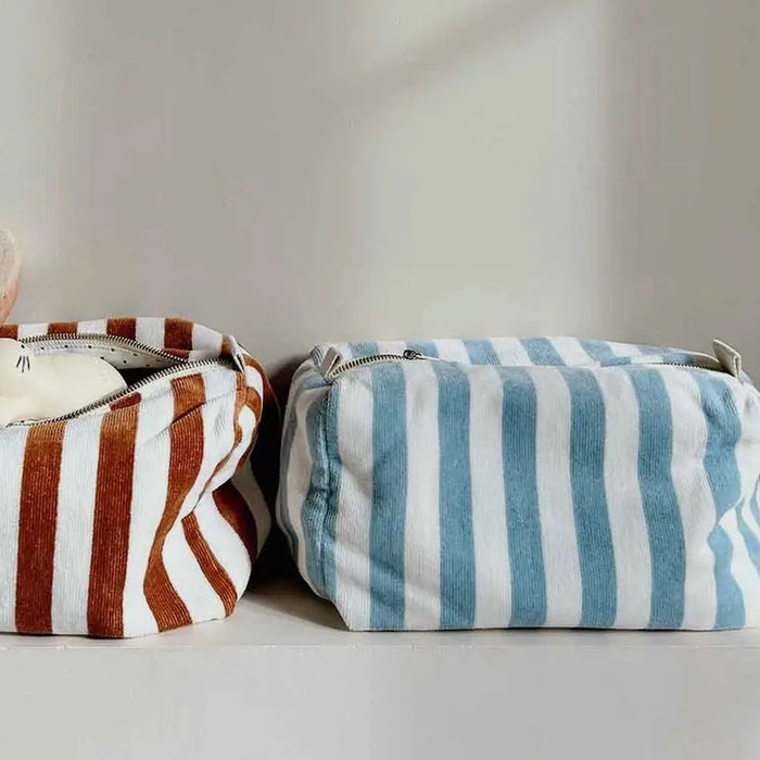 Rose in April Blue Stripe Beauty Bag