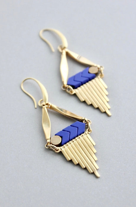 Blue Fringe Earrings