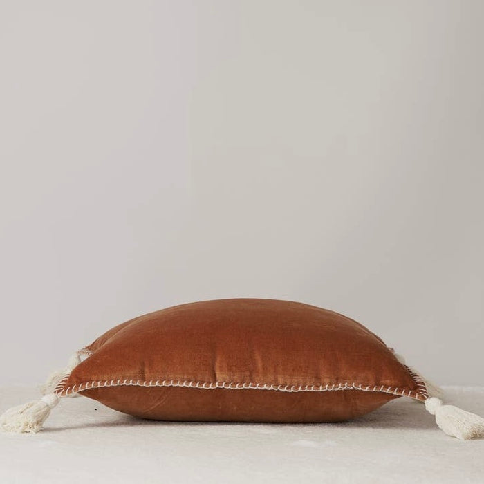 Maradji Camel Velvet Tassel Cushion