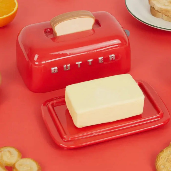 Toasty Ceramic Butter Dish Red