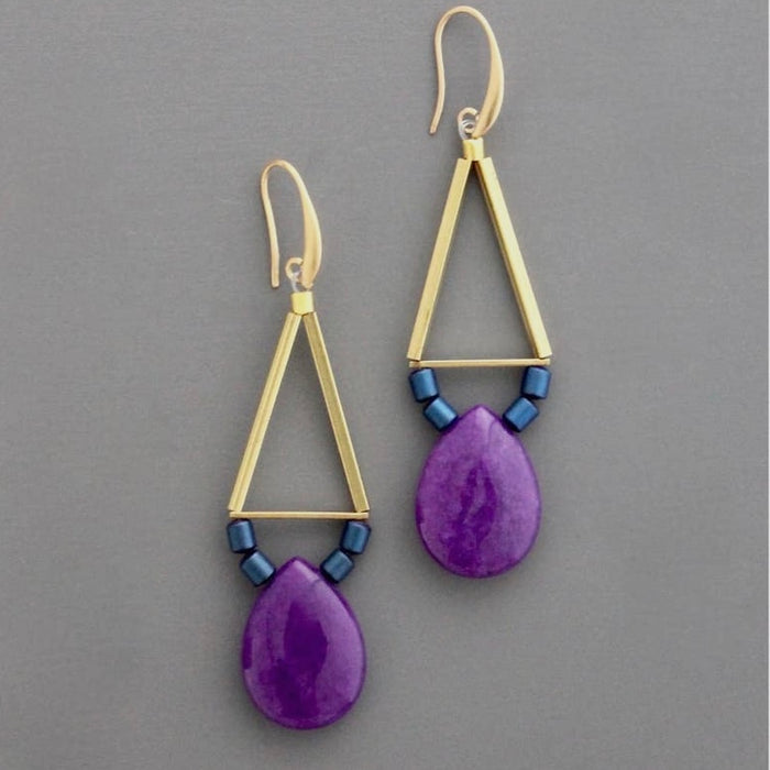 Blue and Purple Geometric Earrings