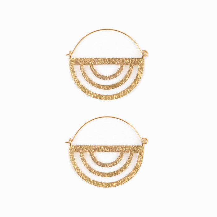 Brass Rainbow Hoop Earrings