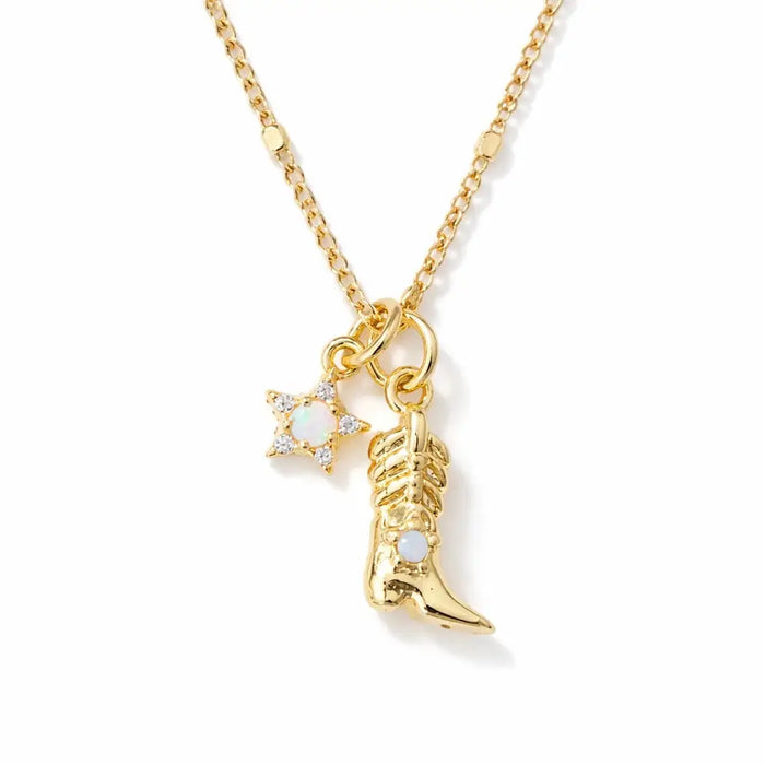 Mini Opal Cowboy Boot Gold Plated Necklace