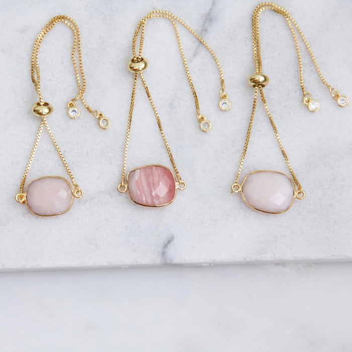 Faceted Gemstone Adjustable Bracelet