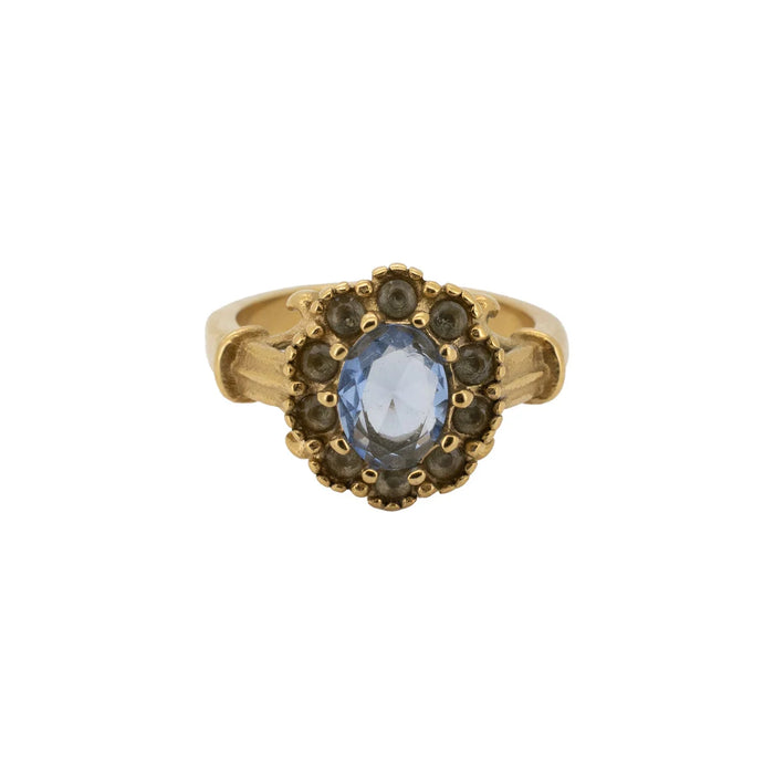 Round Halo Ring Blue