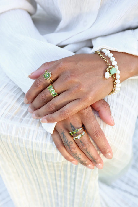 Oval Stone Ring Green