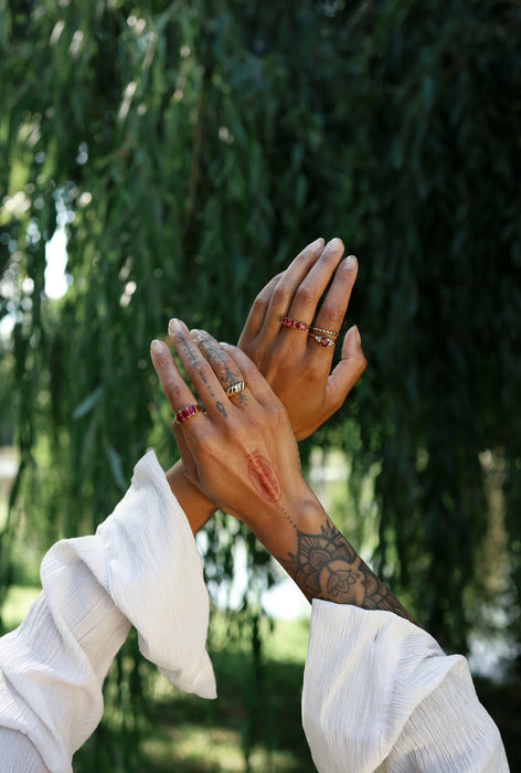 Vintage Style Stone Ring Pink
