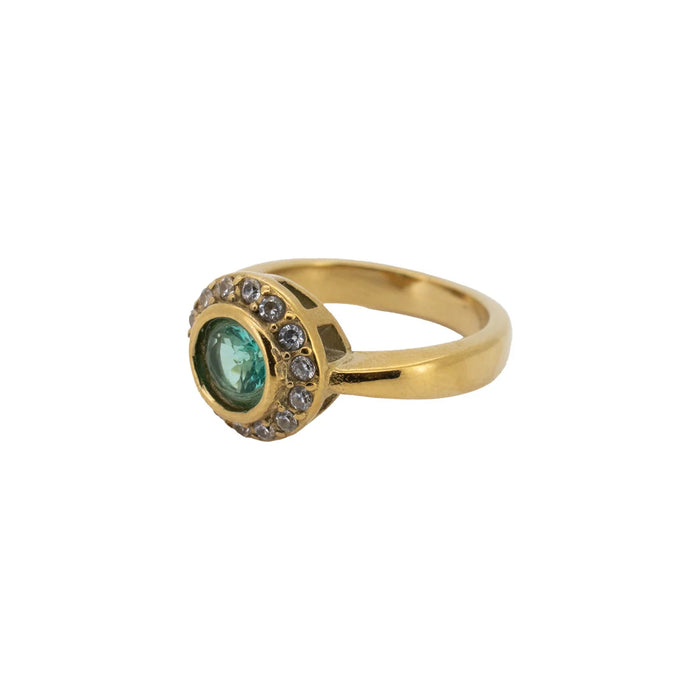 Round Halo Ring Aqua
