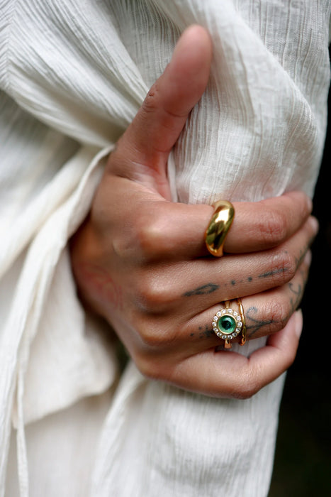 Round Halo Ring Aqua