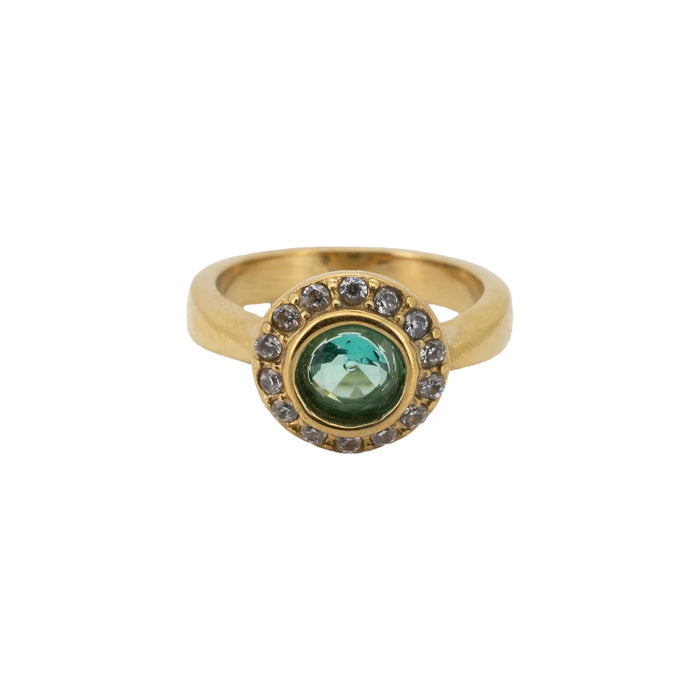 Round Halo Ring Aqua