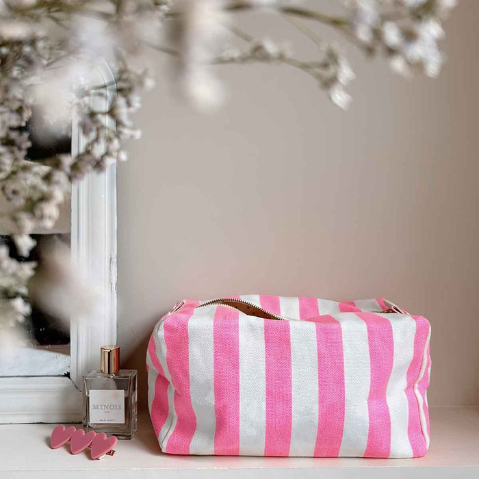 Rose in April Stripe Beauty Bag Pink