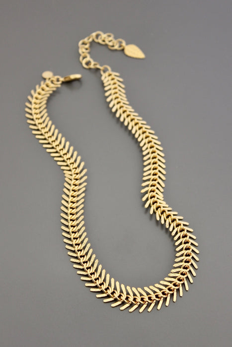 Gold Plated Fishbone Necklace