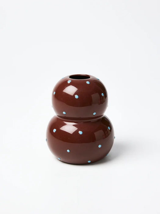 Fonda Vase Brown and Blue Dots