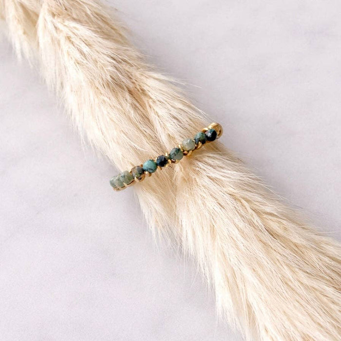African Turquoise Wire Wrapped Stack Ring