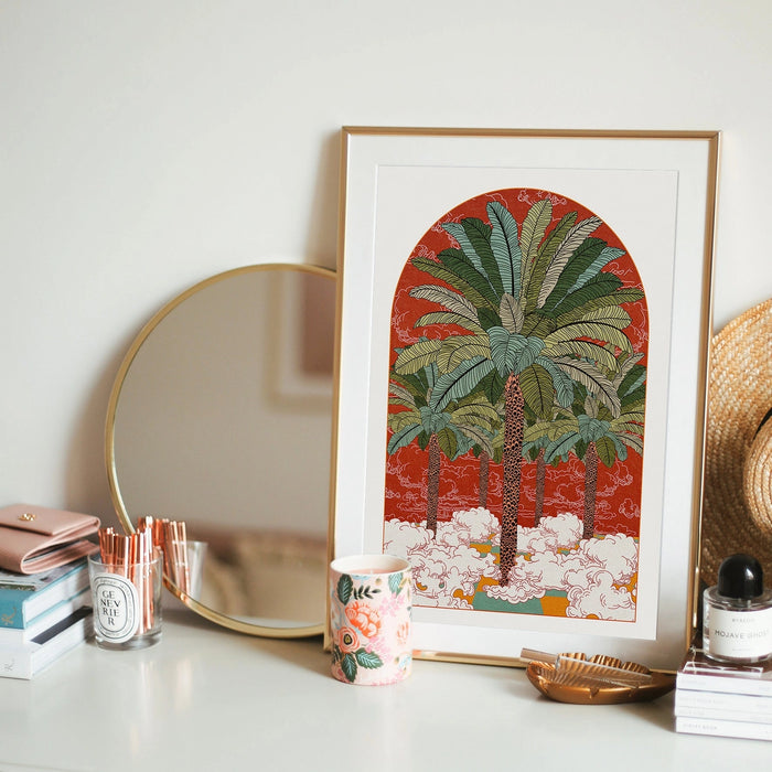Retro Palm Tree Print A3