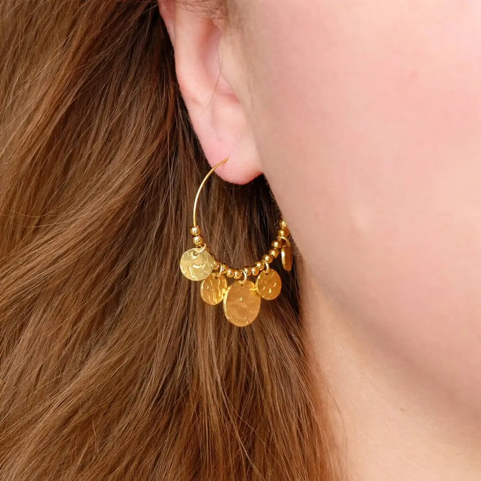Coin Hoop Earrings