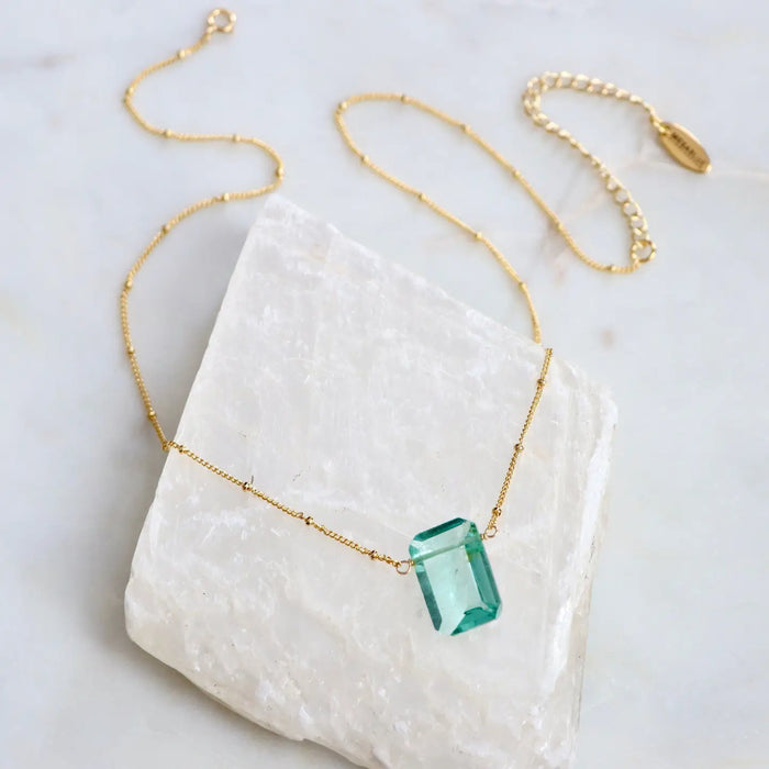 Aquamarine Quartz Gold Plated Necklace