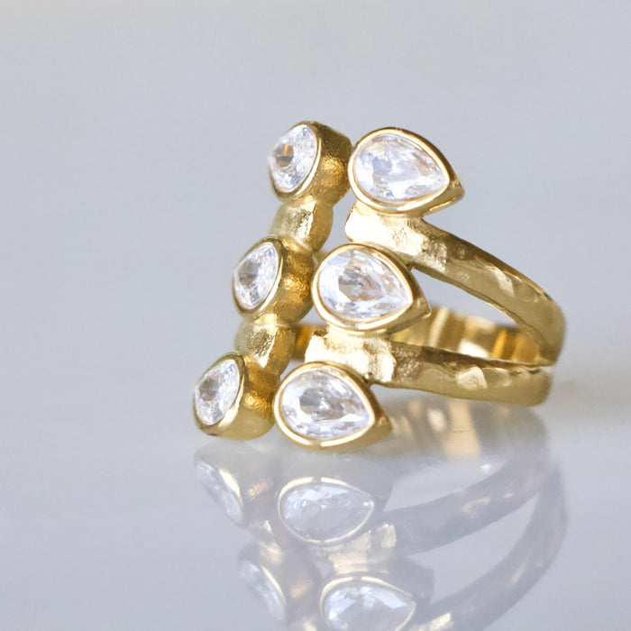 Droplet Cuff Gold Plated Ring