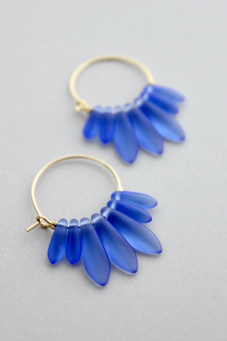 Blue Glass Gold Plated Earrings