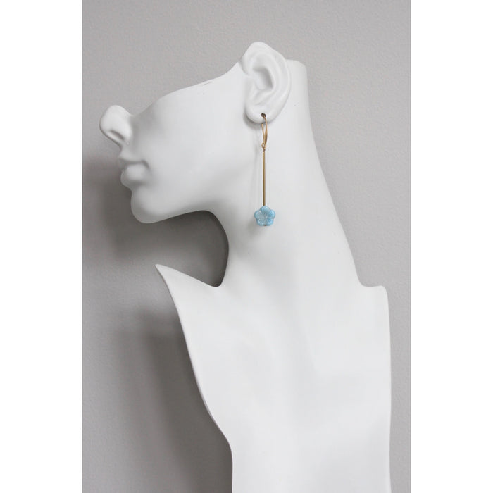 Blue Glass Flower Earrings
