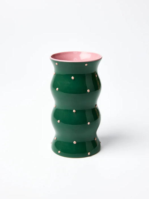 Palma Vase Green Pink Dots