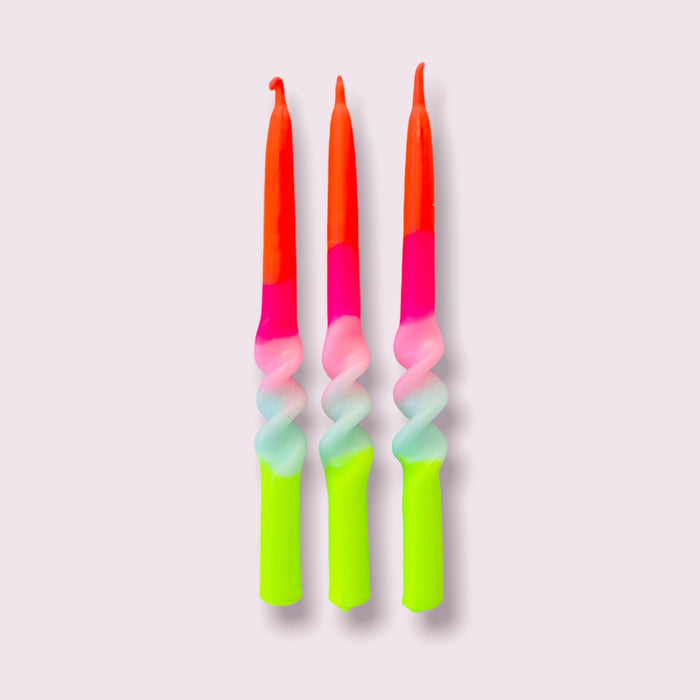 Dip Dye Swirl Candles Set of 3 Lollipop Flowers