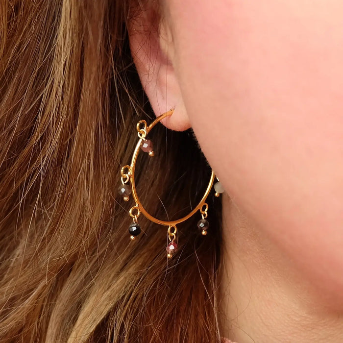 Tourmaline Gemstone Hoops Earrings