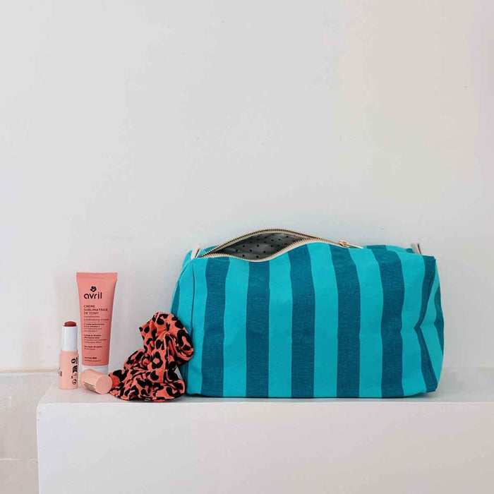 Rose in April Stripe Beauty Bag Turquoise
