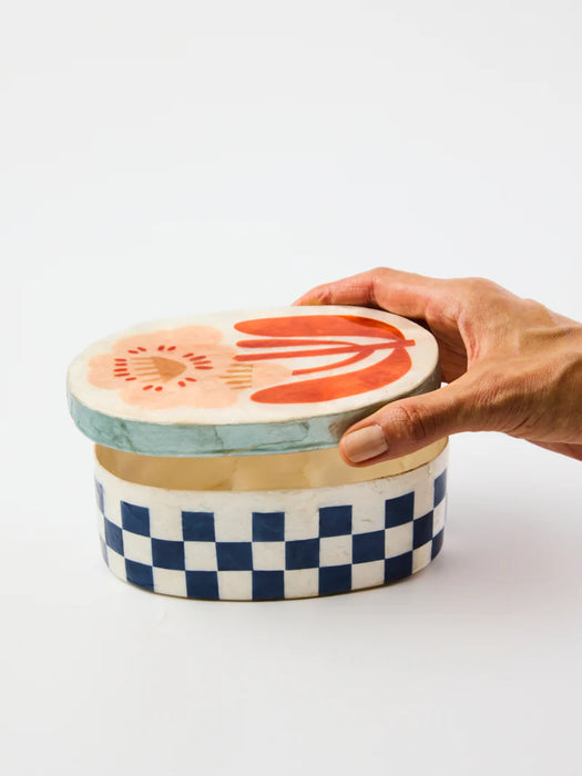 Paradis Navy Floral Shell Box