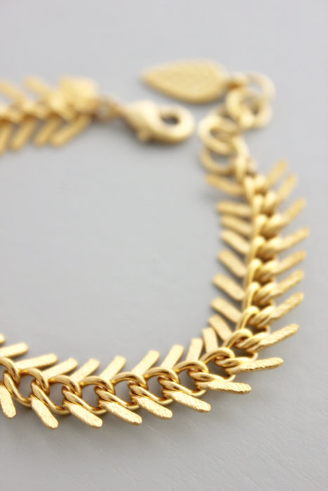 Gold Plated Fishbone Bracelet
