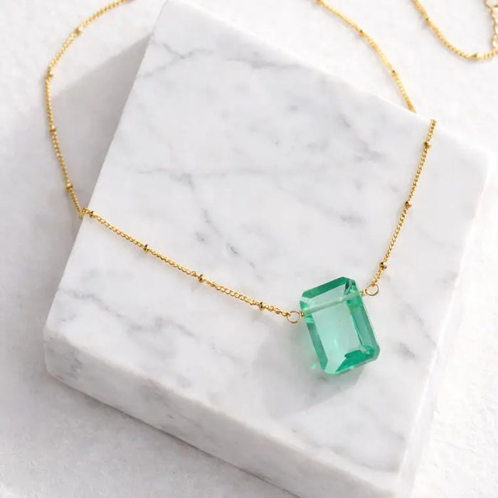 Aquamarine Quartz Gold Plated Necklace