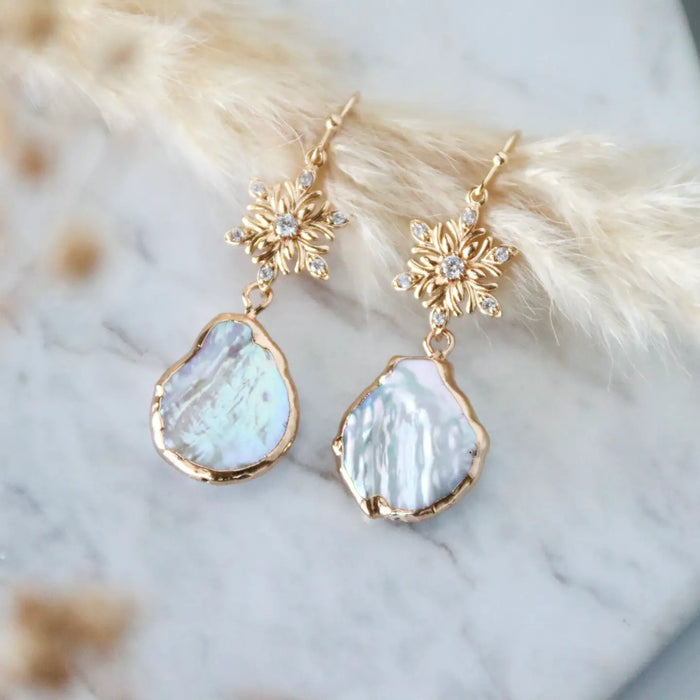 Snowflake Pearl Earrings