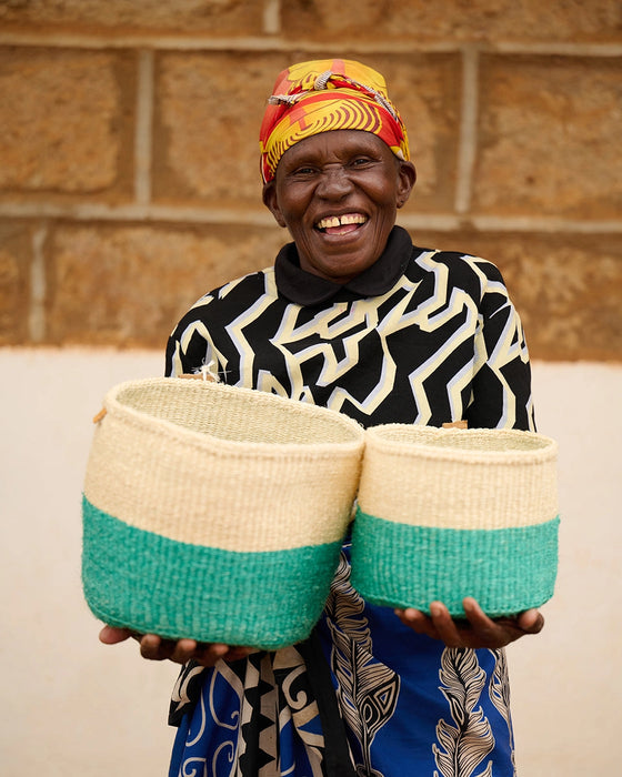 Colour Block Basket Turquoise