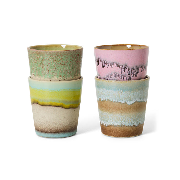 HKliving 70s Ceramics - Ceramic Set of 4 Coffee Mugs